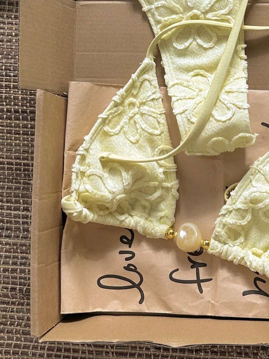 SWIM MOD ŻÓŁTY DWUCZĘŚCIOWY STRÓJ KĄPIELOWY KWIATY S09__S