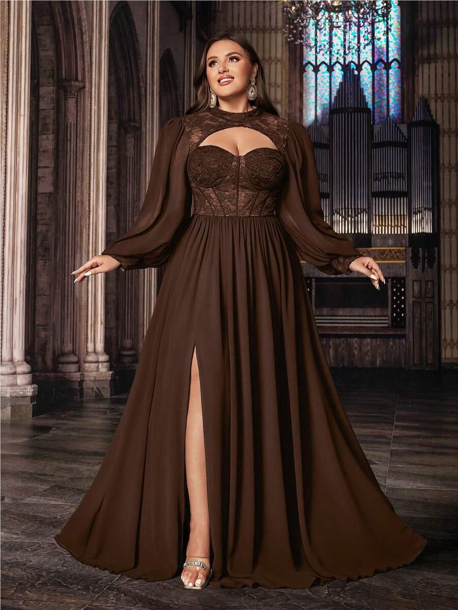 SHEIN BRĄZOWA MAXI SUKIENKA S06__50