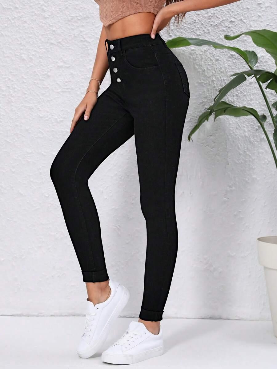 SHEIN CZARNE SPODNIE JEANS S06__S