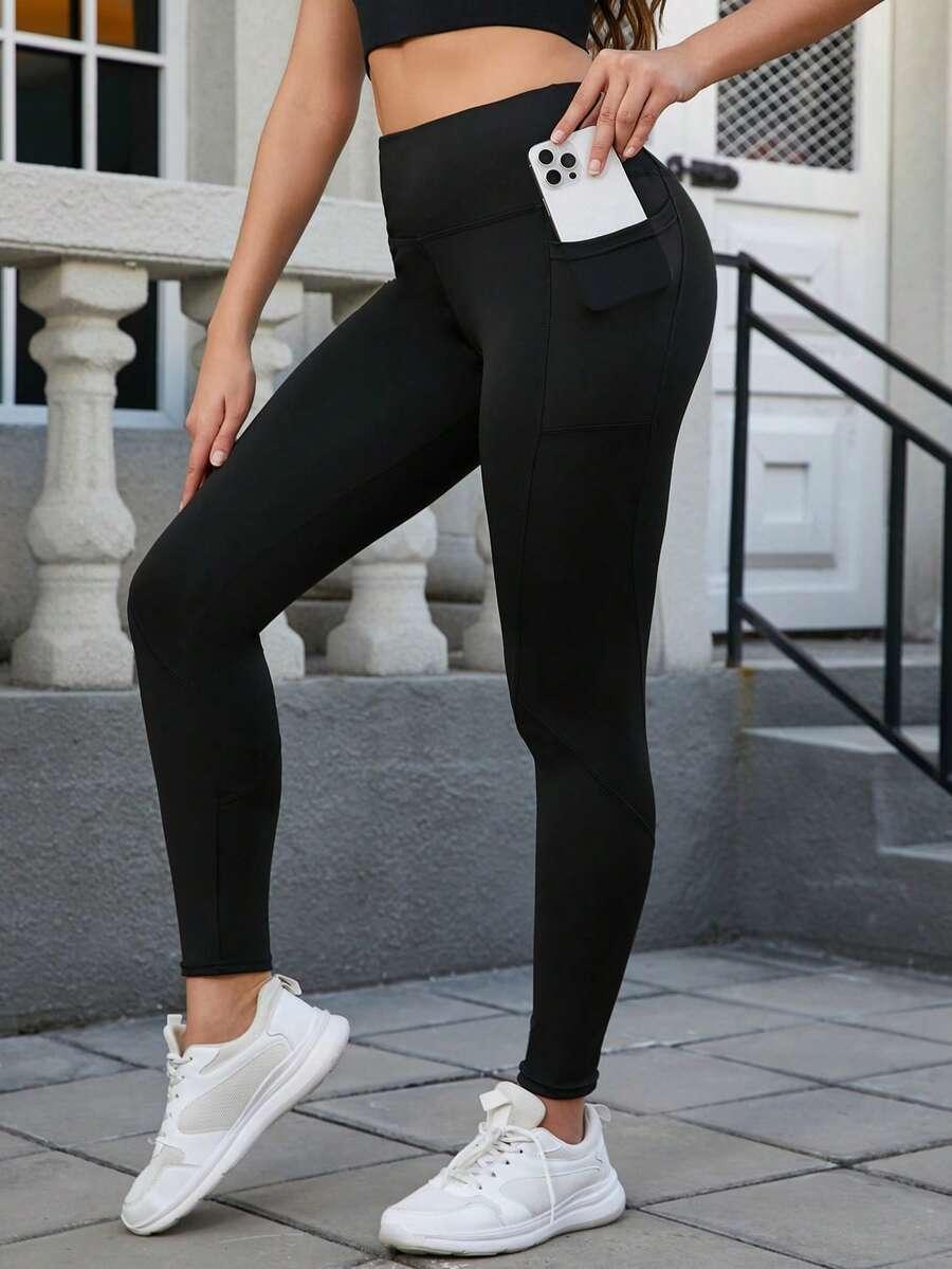 SHEIN GRANATOWE SPORTOWE LEGGINSY WYSOKI STAN PK01__M