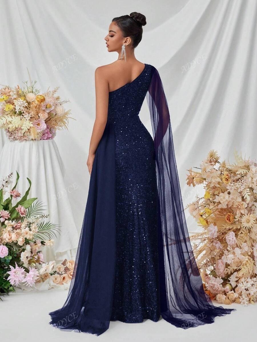ADYCE GRANATOWA SUKIENKA MAXI CEKINY PK01__L