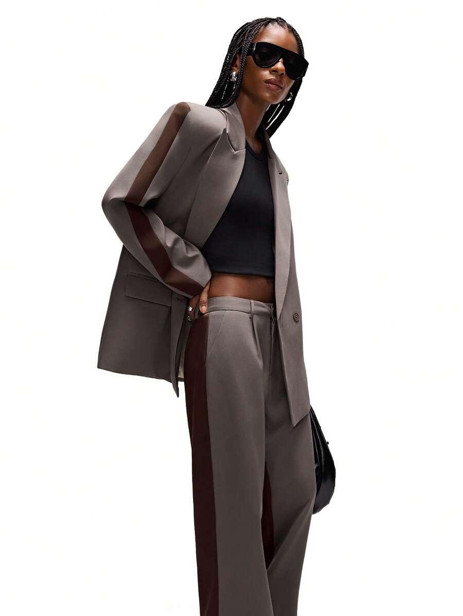 AVELORIA BRĄZOWY KOMPLET MARYNARKA SPODNIE S09__M