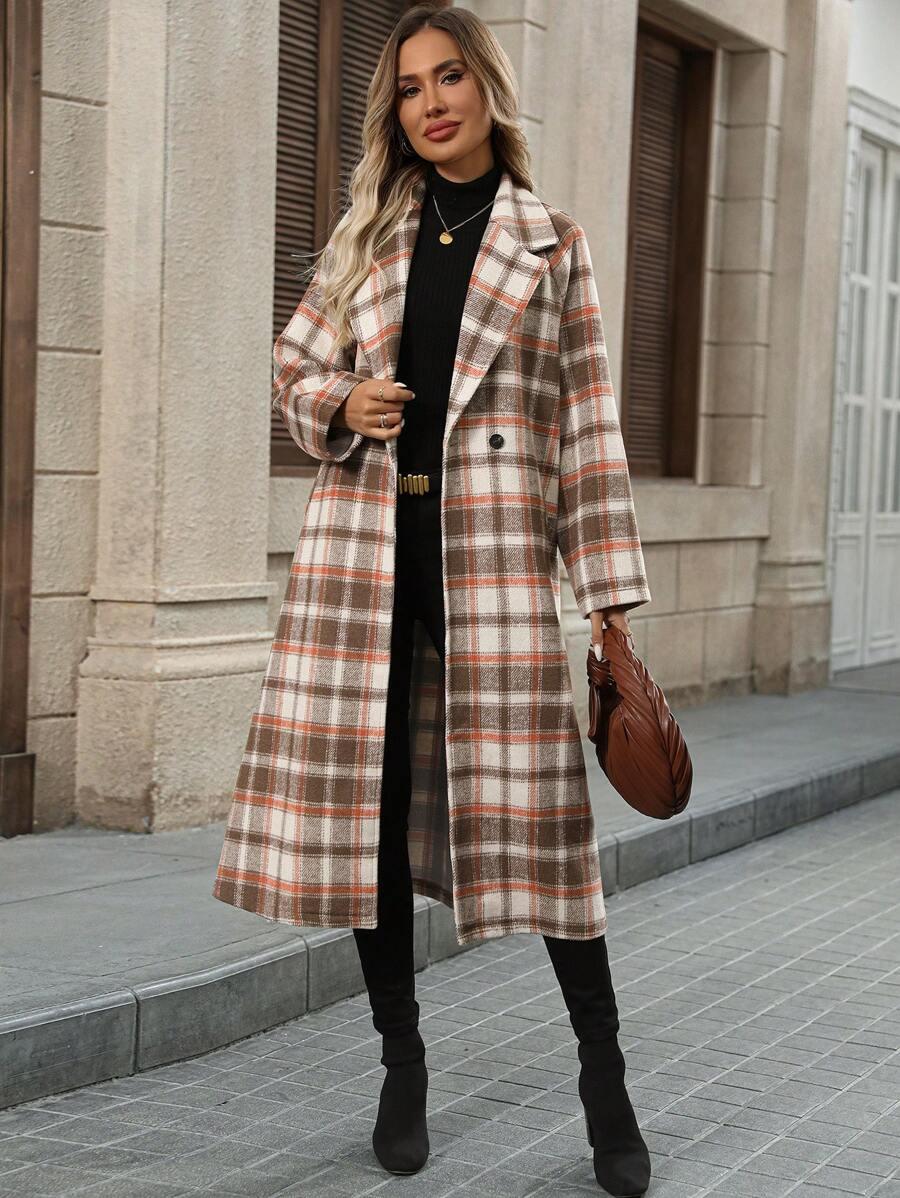 EMERY ROSE PŁASZCZ WZÓRE KRATKA W01__L