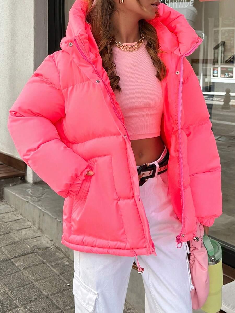 SHEIN RÓŻOWA NEONOWA KURTKA KAPTUR W01__M