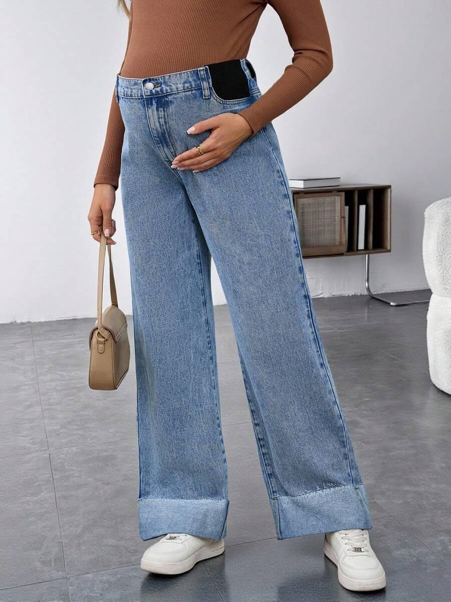 SHEIN NIEBIESKIE SPODNIE JEANS WIDE LEG S06__XL