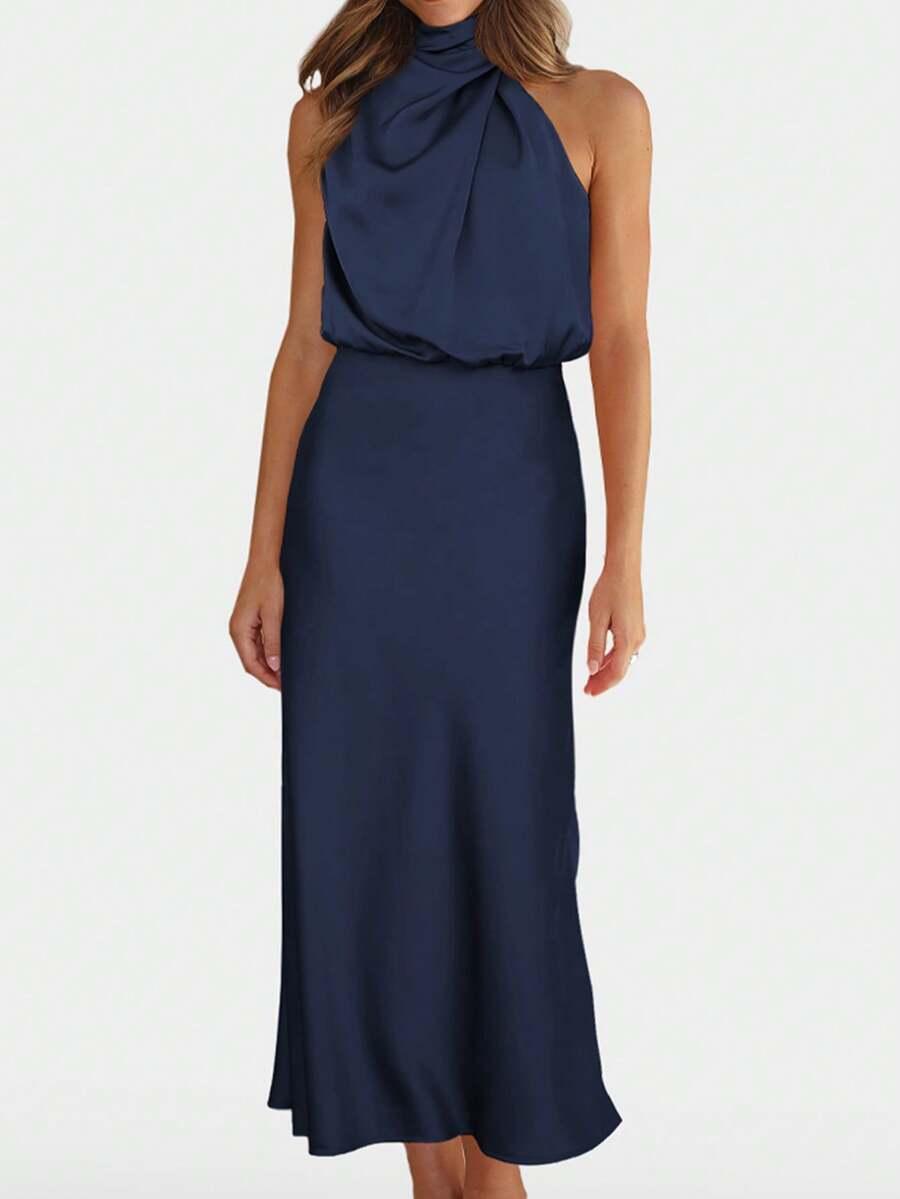 SHEIN GRANATOWA MAXI SUKIENKA S06__S