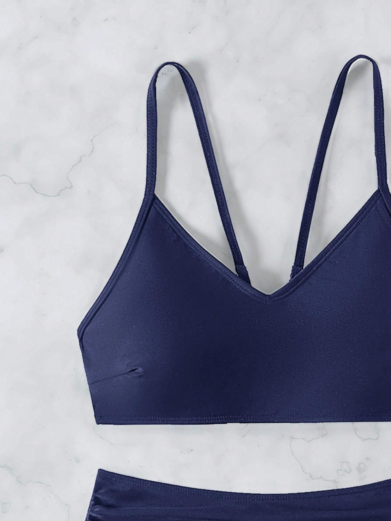 SHEIN GRANATOWY DWUCZĘŚCIOWY STRÓJ KĄPIELOWY S09__S