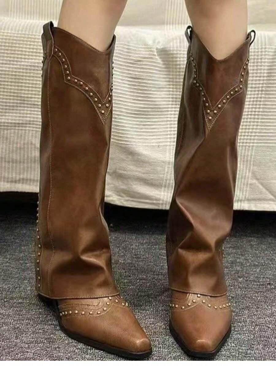 SHEIN BRĄZOWE KOZAKI IMITACJA SKÓRY W01__36,5
