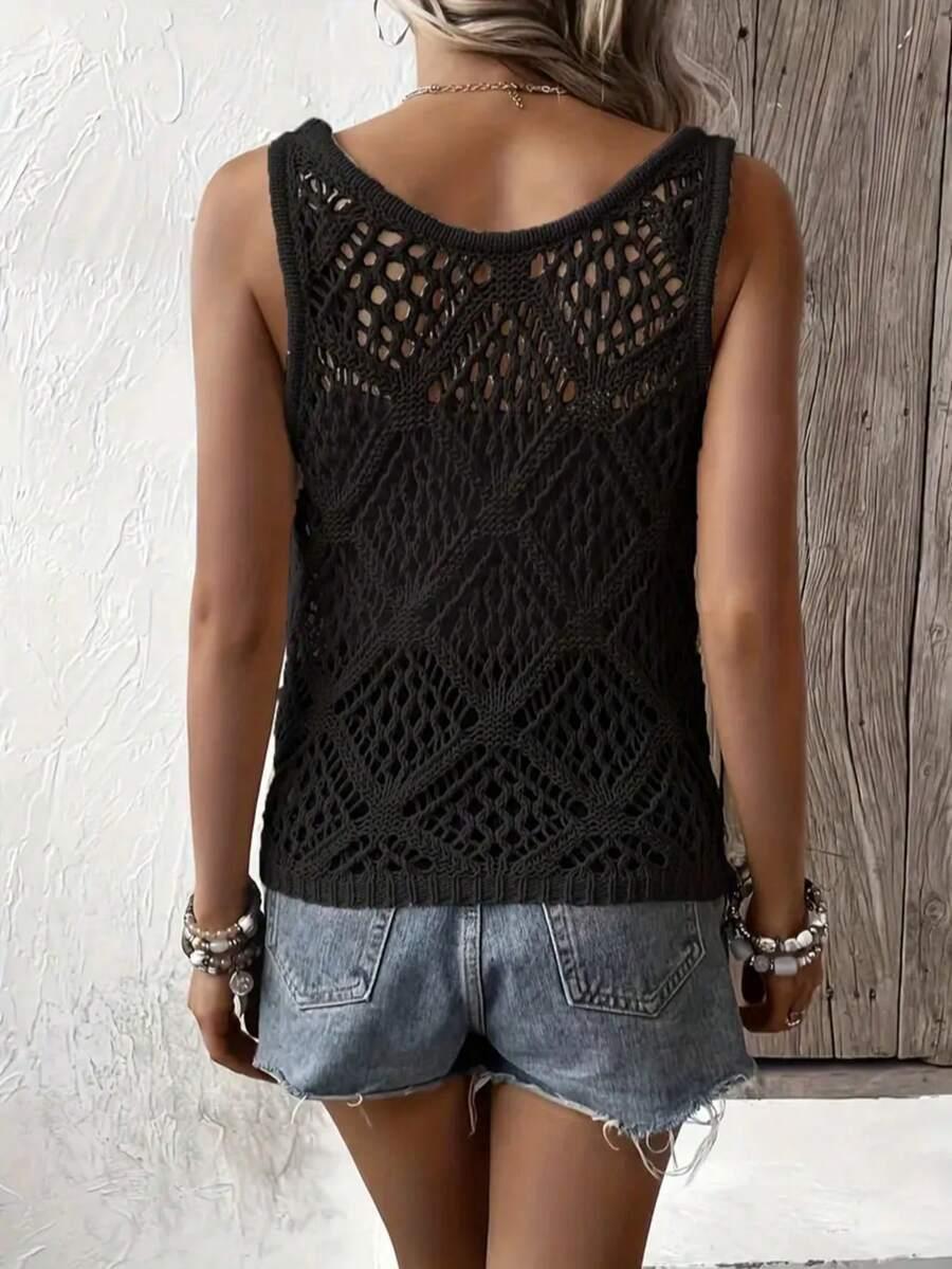 SHEIN CZARNY DZIANINOWY TOP S06__M