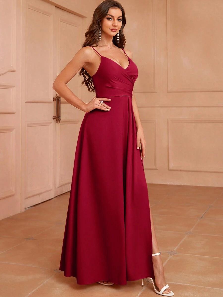 SHEIN CZERWONA MAXI SUKIENKA RAMIĄCZKA S06__L