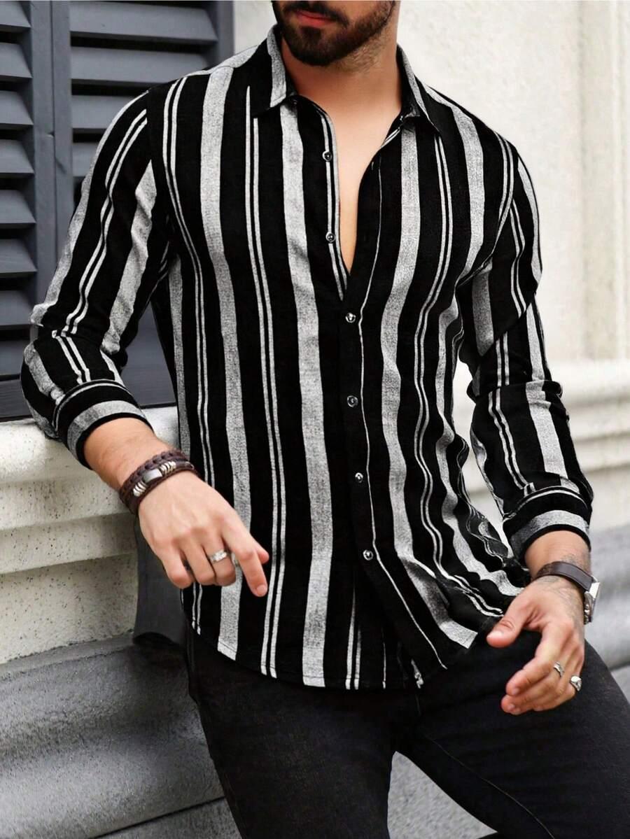 SHEIN CZARNA KOSZULA GUZIKI PRINT S06__L