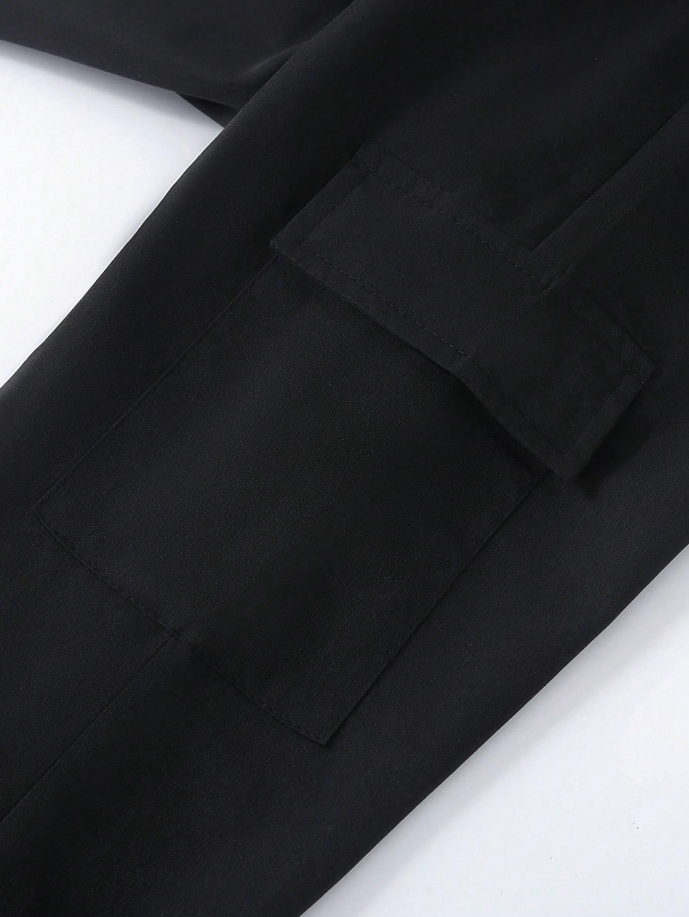 SHEIN CZARNE SPODNIE KIESZENIE S06__110/116