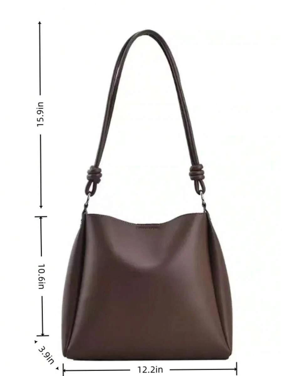 SHEIN BRĄZOWA TOREBKA IMITACJA SKÓRY S07__26X30CM