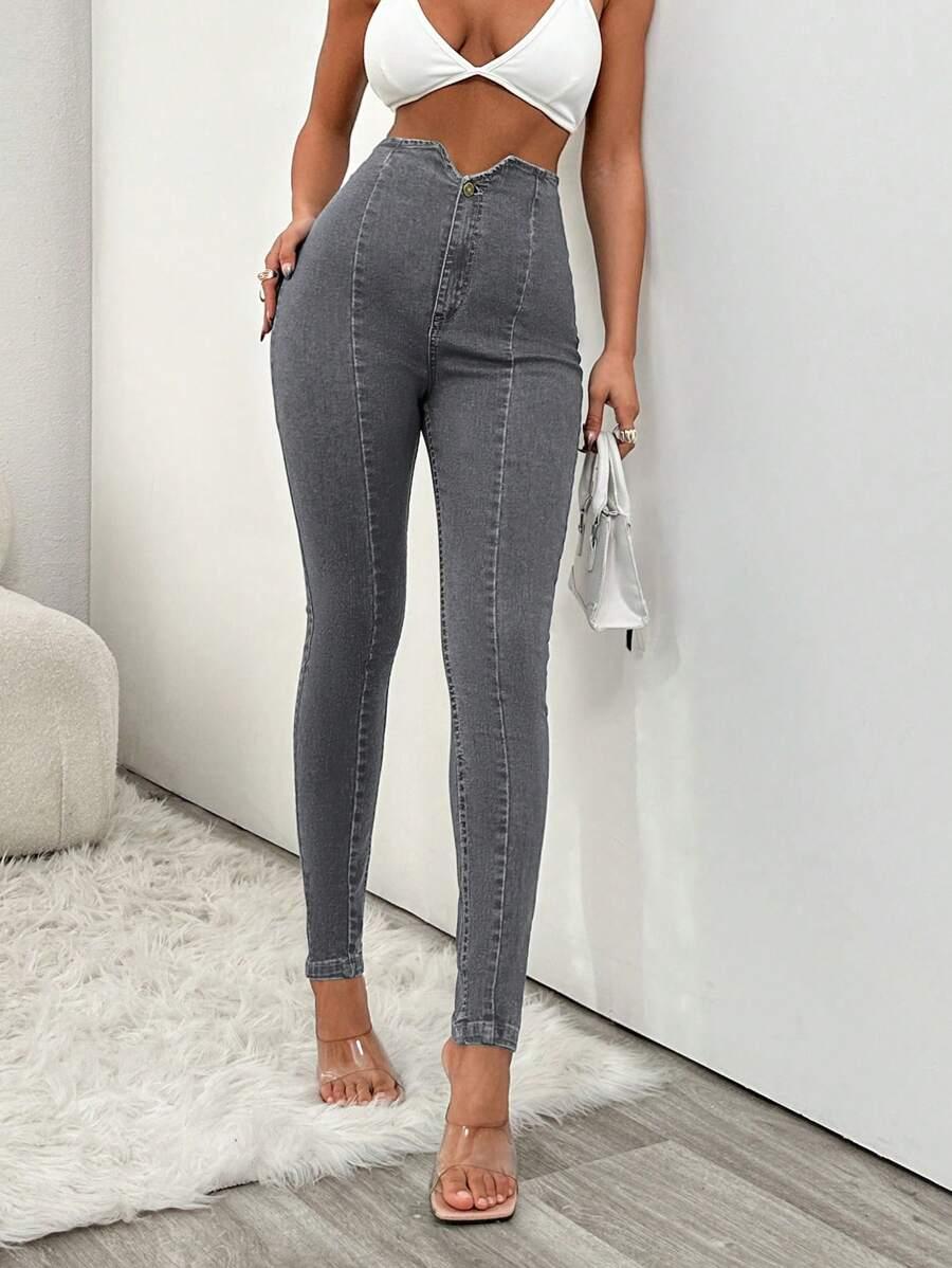 EURMUSE SZARE SPODNIE JEANS RURKI S06__S