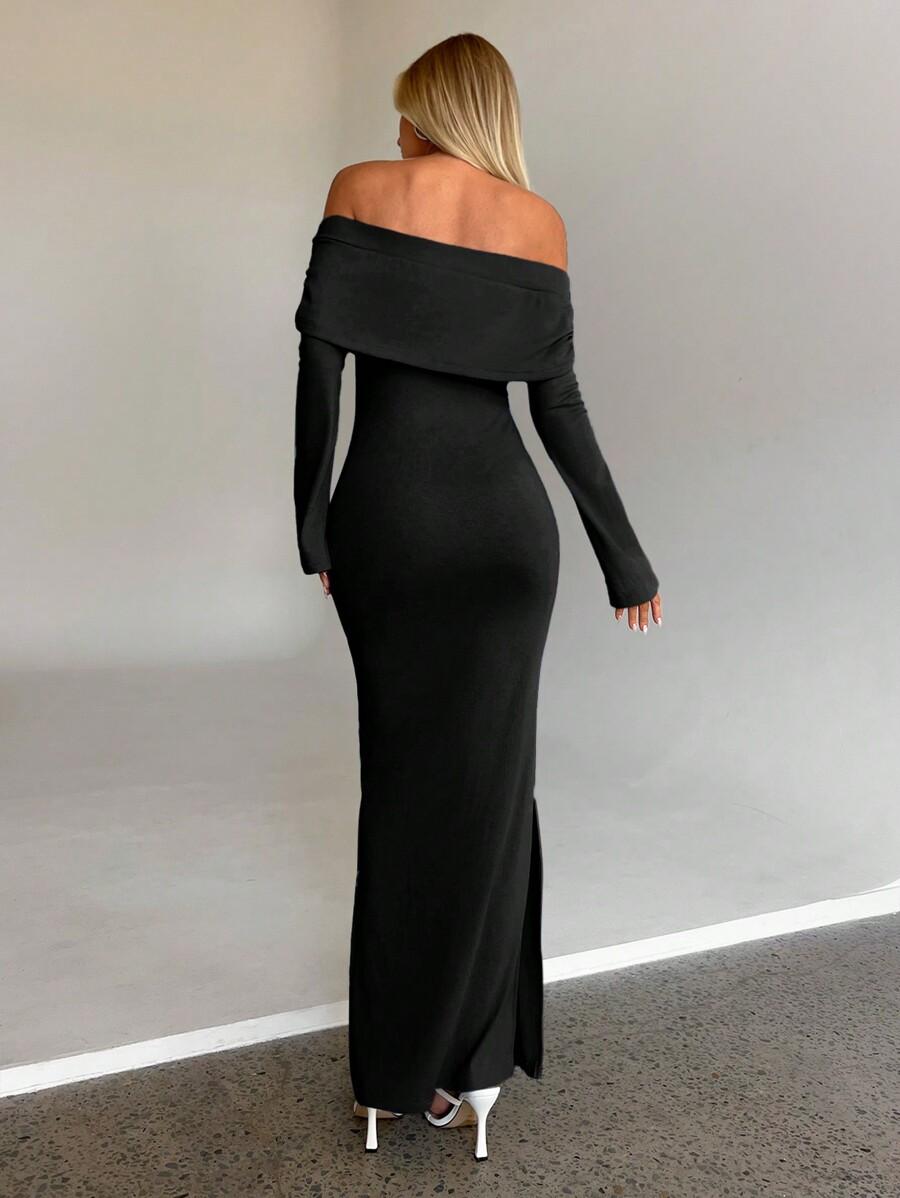 SHEIN CZARNA MAXI SUKIENKA S06__S