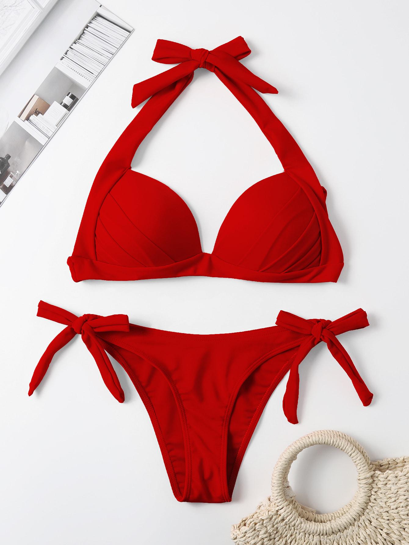 SHEIN CZERWONY DÓŁ OD BIKINI. S09__M
