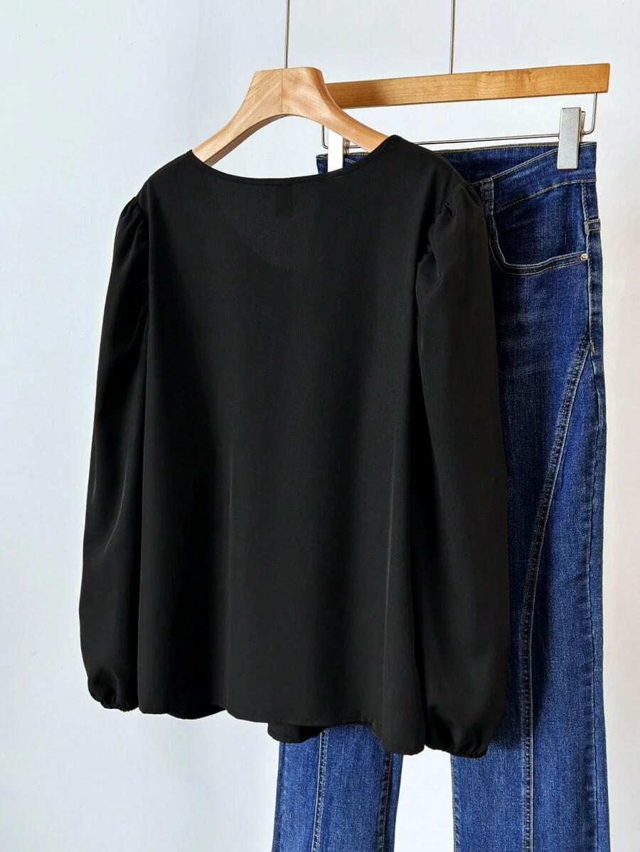 SHEIN CZARNA BLUZKA Z DŁUGIM RĘKAWEM S06__46
