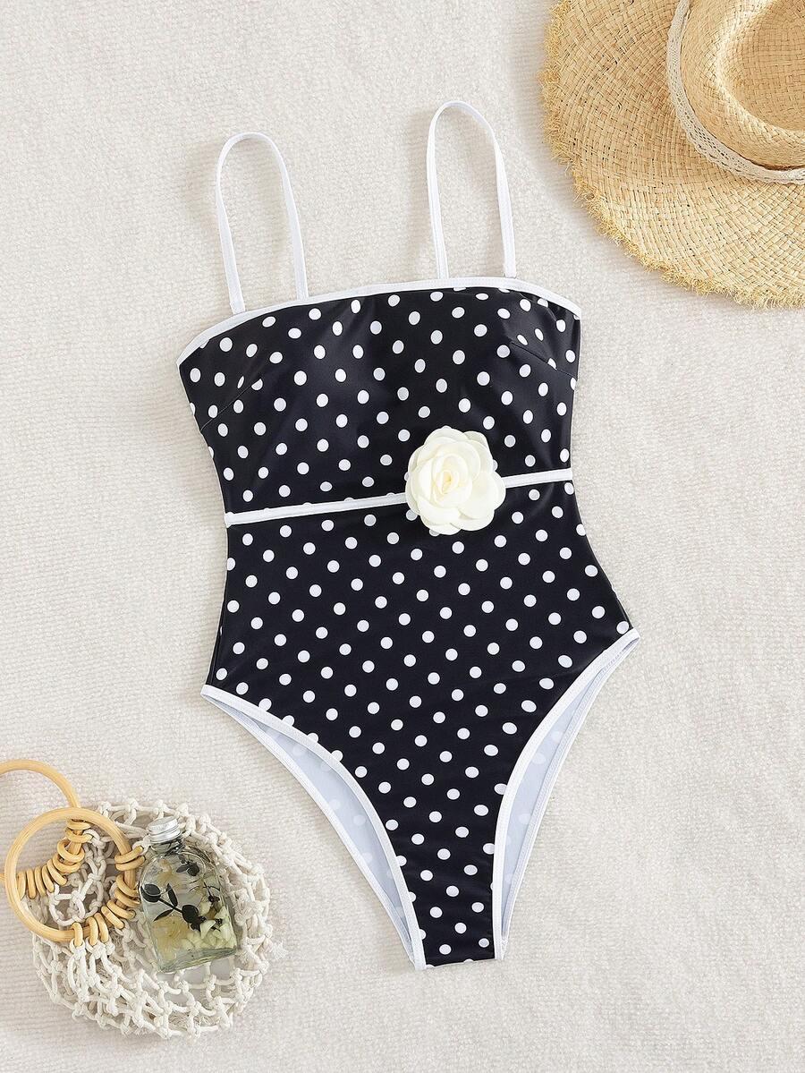 SWIM CHICCIA CZARNY JEDNOCZĘŚCIOWY STRÓJ KĄPIELOWY W GROSZKI S09__M