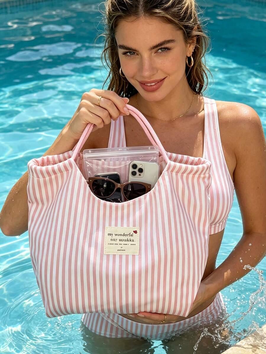 SHEIN KOMPLET TOREBKA KOSMETYCZKA WZÓR PASKI S07__40X10X32CM