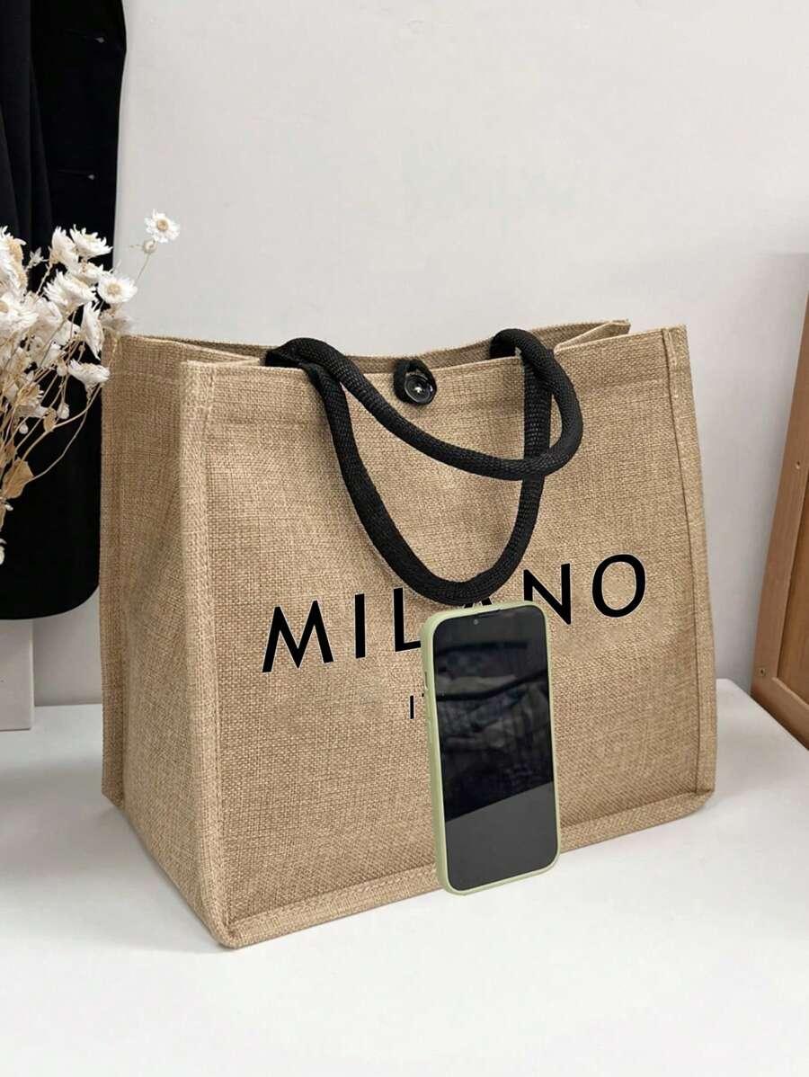 SHEIN BEŻOWA TOREBKA NAPIS S07__35X30
