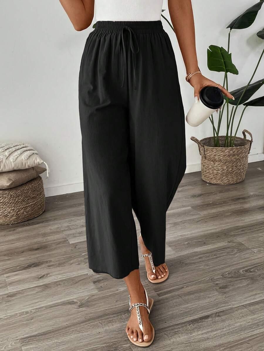 SHEIN CZARNE SPODNIE WIĄZANIE S06__46