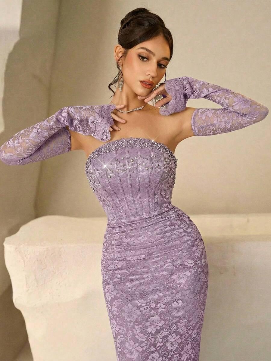SHEIN FIOLETOWA MAXI SUKIENKA S06__M
