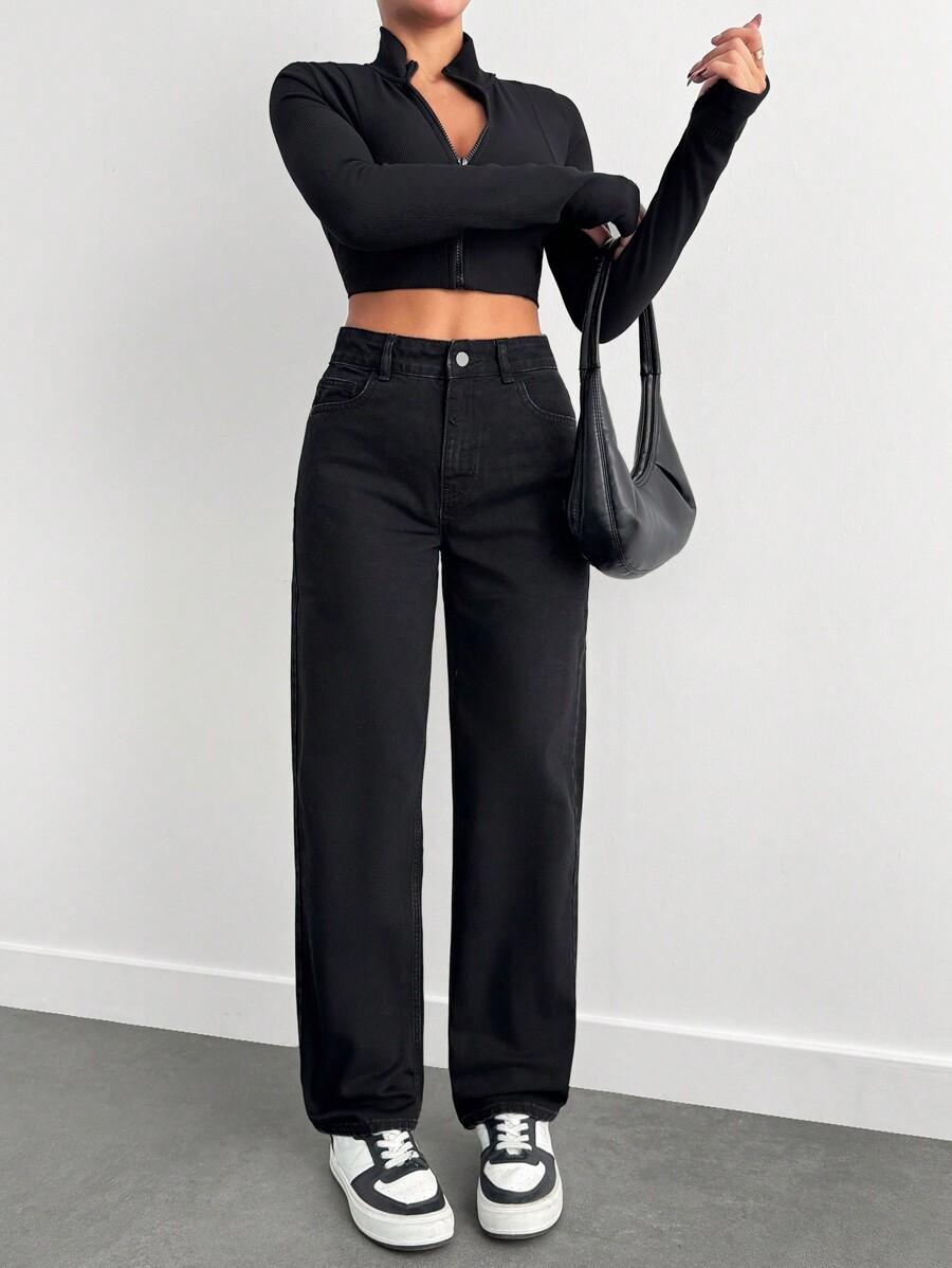 SHEIN CZARNE SPODNIE JEANS S06__XS