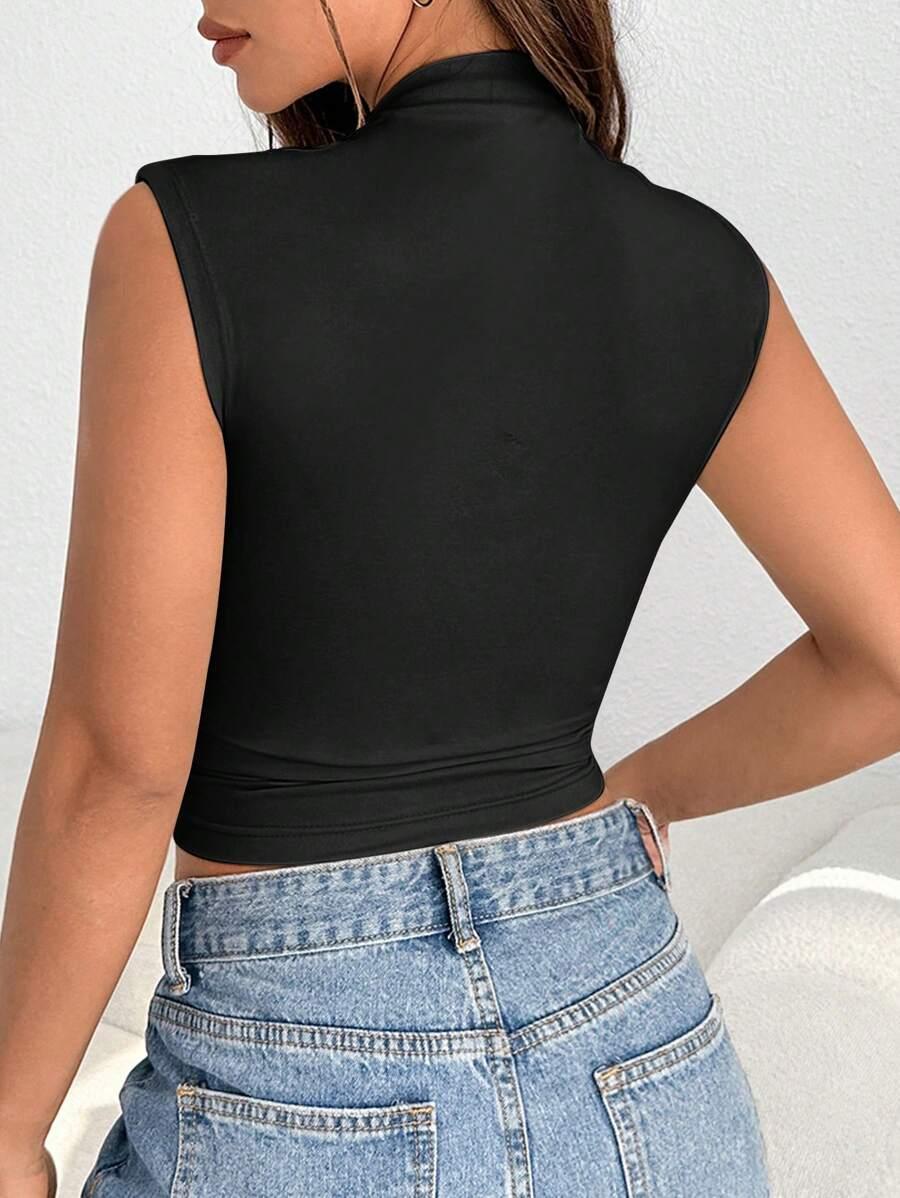 SHEIN CZARNY TOP MARSZCZENIE S06__XS