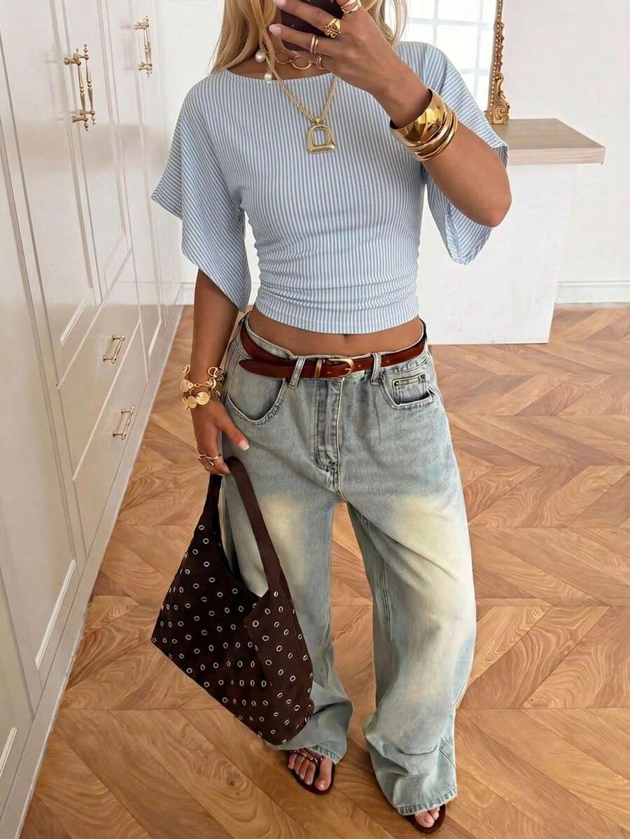 SHEIN BLUZKA WZÓR PASKI S06__S
