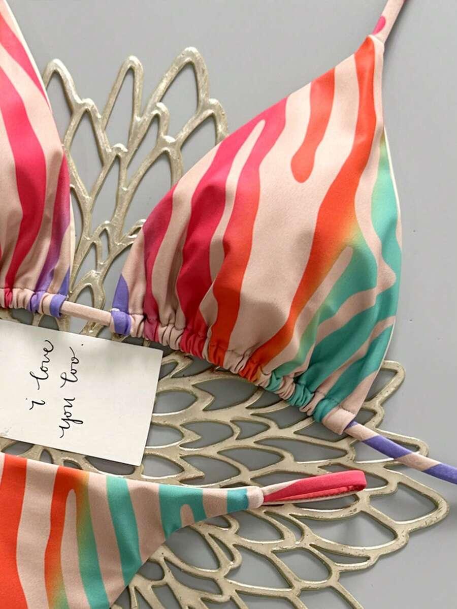 SHEIN DWUCZĘŚCIOWY STRÓJ KĄPIELOWY PRINT S09__S