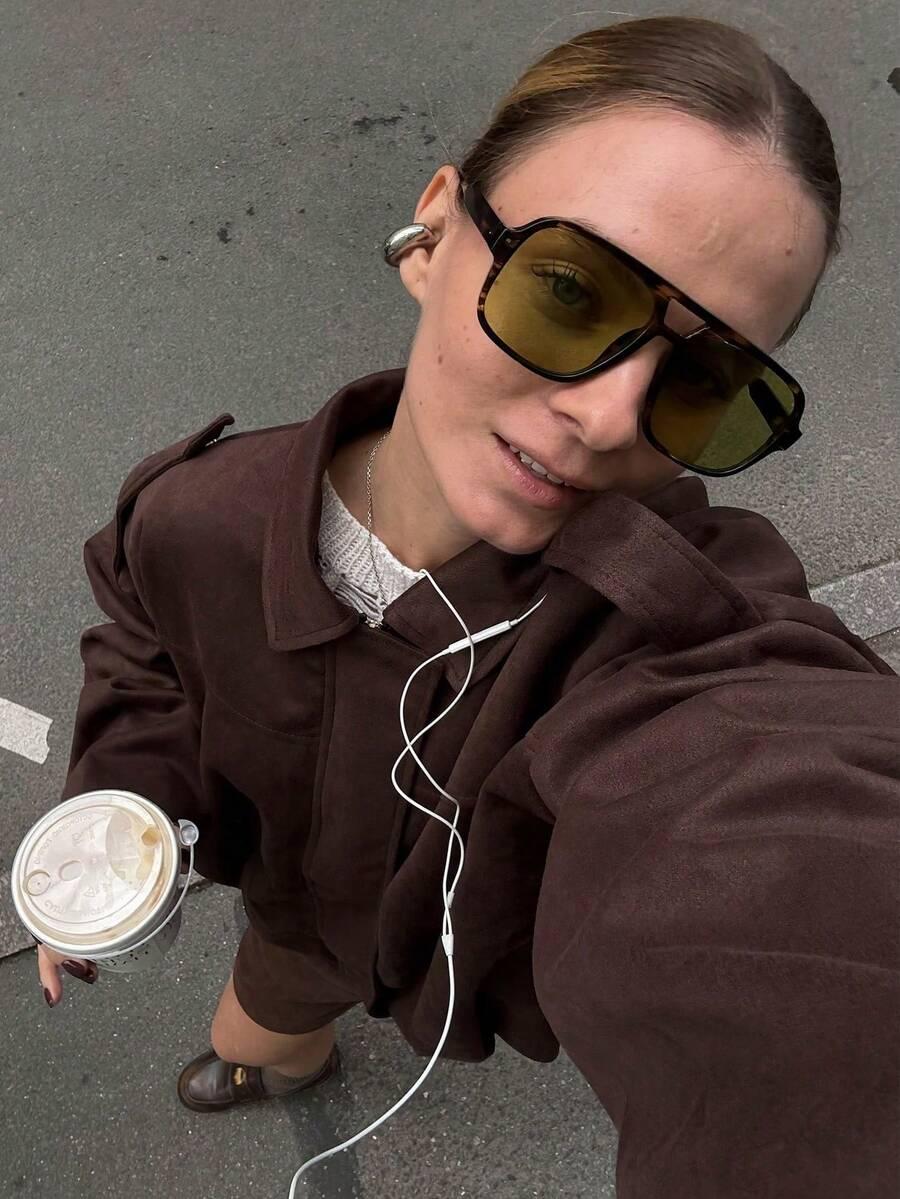 SHEIN BRĄZOWA KURTKA BOMBER S06__L
