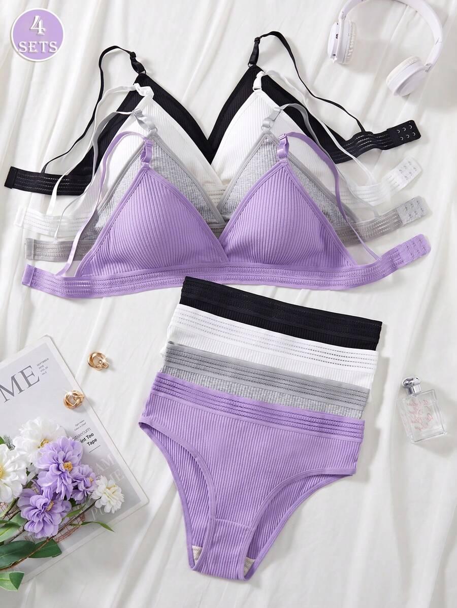 SHEIN KOMPLET BIUSTONOSZ MAJTKI 4-PACK S06__S