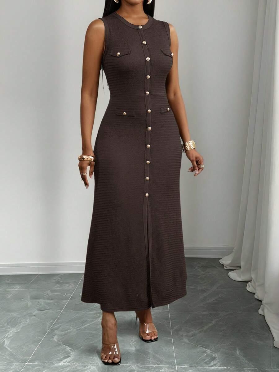 SHEIN BRĄZOWA MAXI SUKIENKA S06__XL