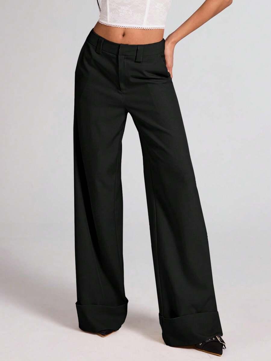 SHEIN CZARNE SPODNIE PROSTA NOGAWKA S06__M