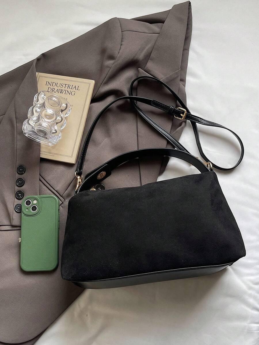 SHEIN CZARNA TOREBKA NA RAMIĘ IMITACJA S07__30X10X18CM