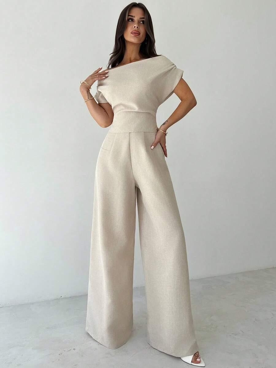 SHEIN BEŻOWE SPODNIE WYSOKI STAN S06__XS