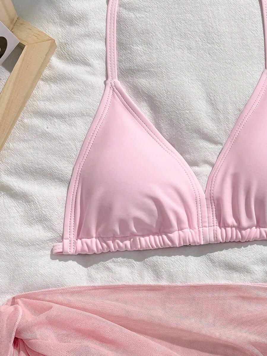 SHEIN STRÓJ KĄPIELOWY DWUCZĘŚCIOWY KOMPLET SARONG S09__134-140