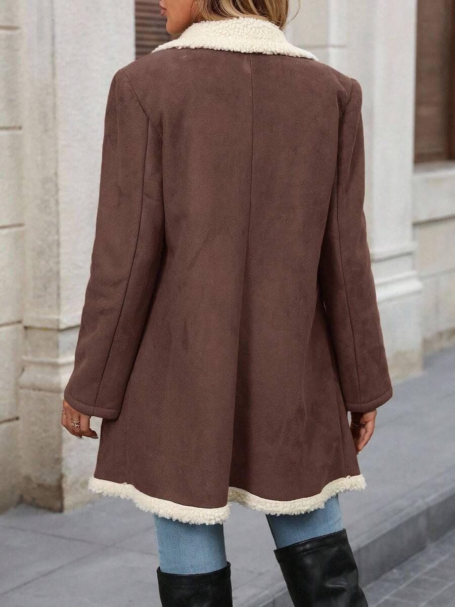 SHEIN BRĄZOWY SZTUCZNY KOŻUCH W01__S