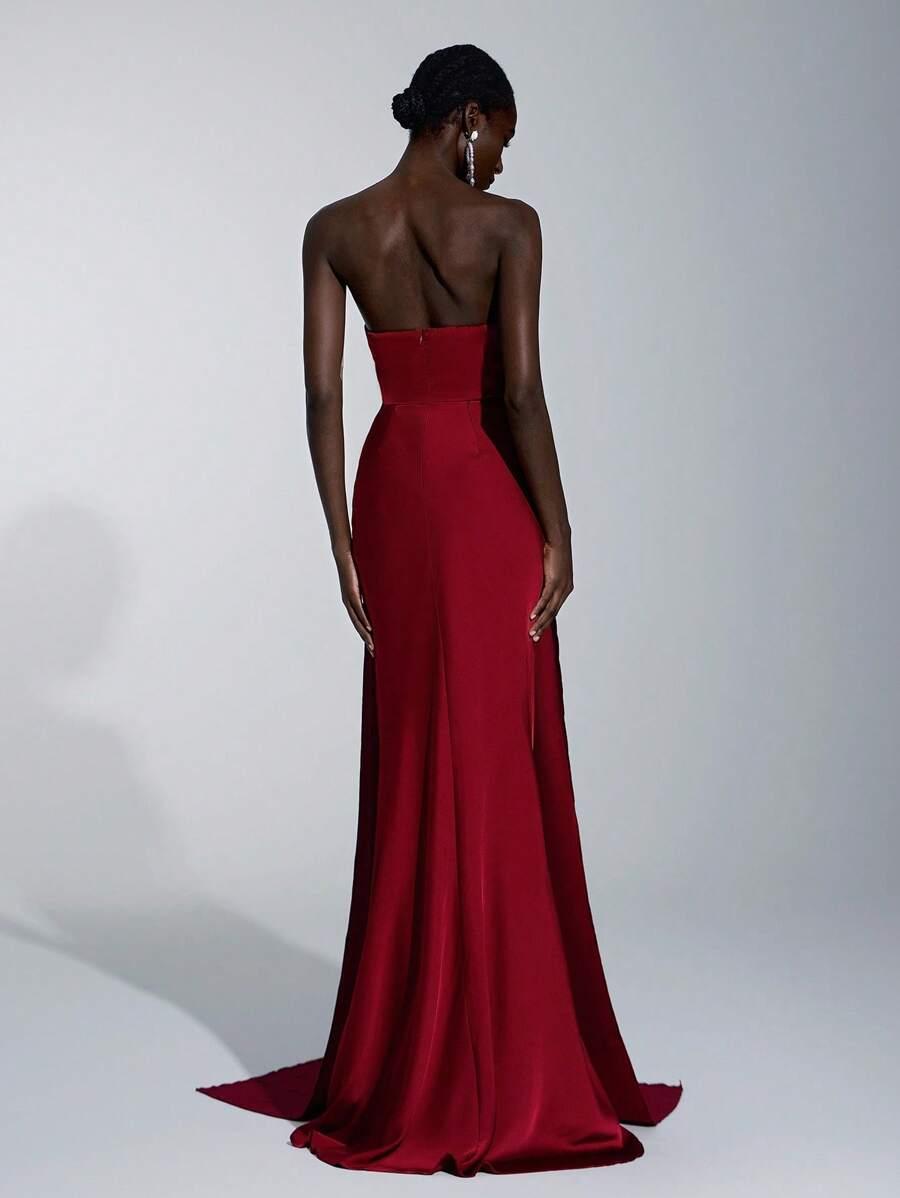 SHEIN CZERWONA SATYNOWA MAXI SUKIENKA S06__XS