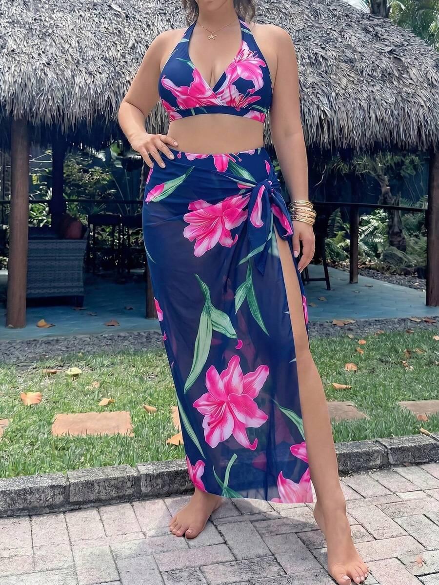 SHEIN STRÓJ KĄPIELOWY DWUCZĘŚCIOWY SARONG KOMPLET S09__XXL