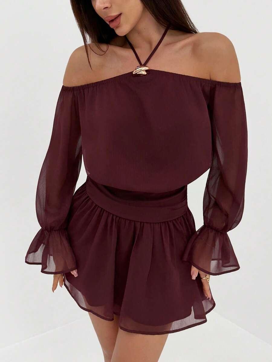 SHEIN SUKIENKA ODKRYTE RAMIONA S06__L