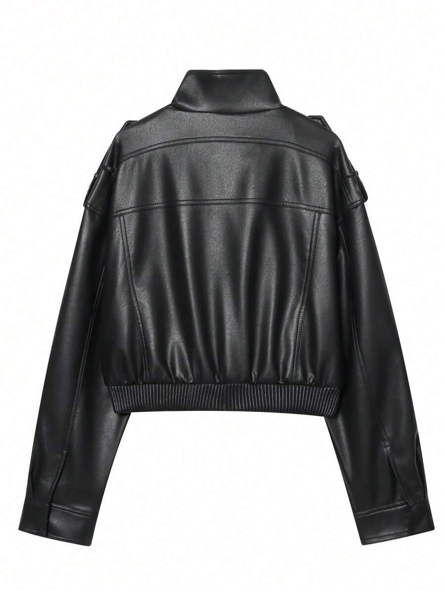 SHEIN KURTKA IMITACJA SKÓRY ZAMEK KIESZENIE S06__S