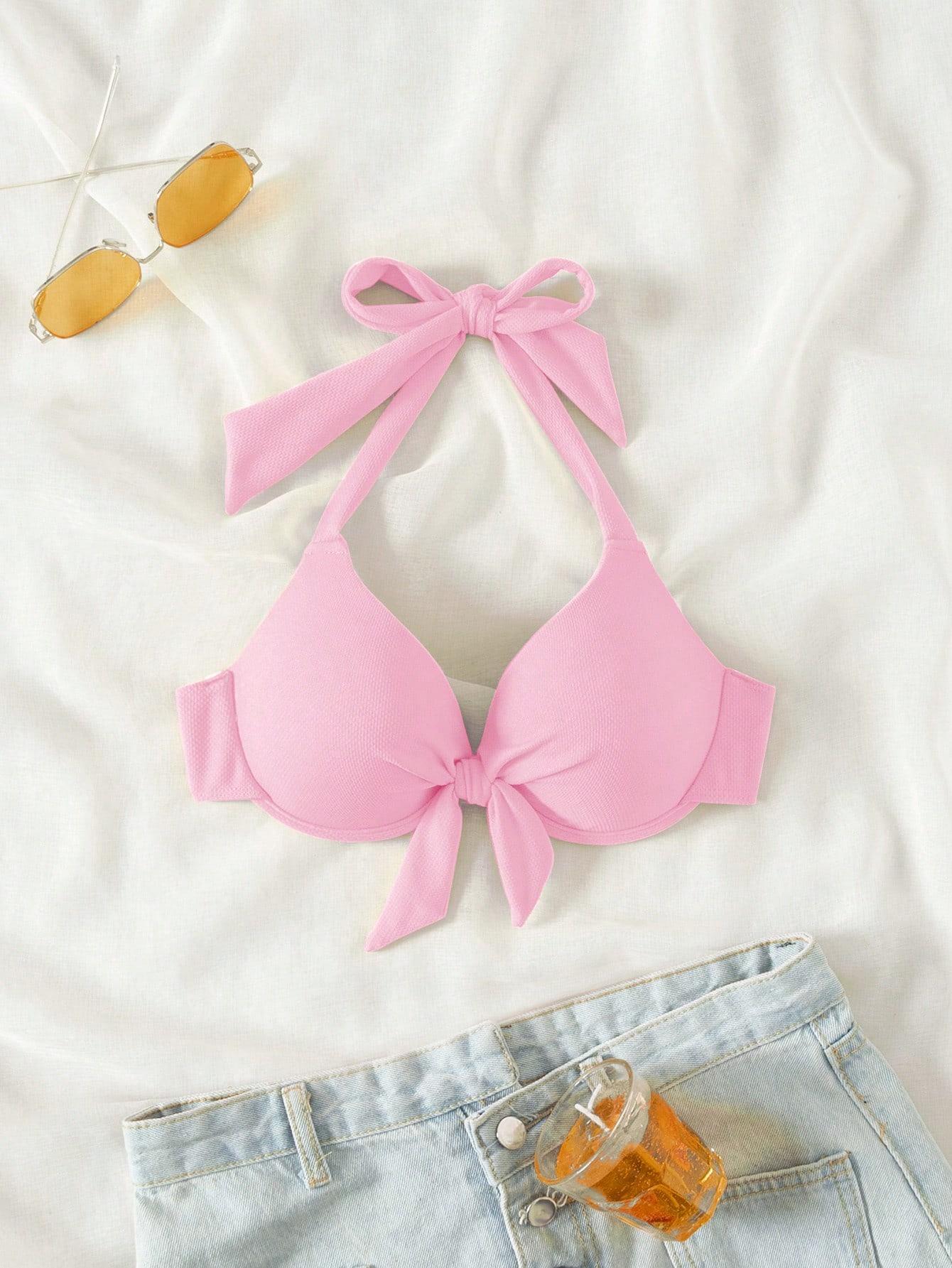 SHEIN RÓŻOWA GÓRA OD BIKINI WIAZANIE S09__XL