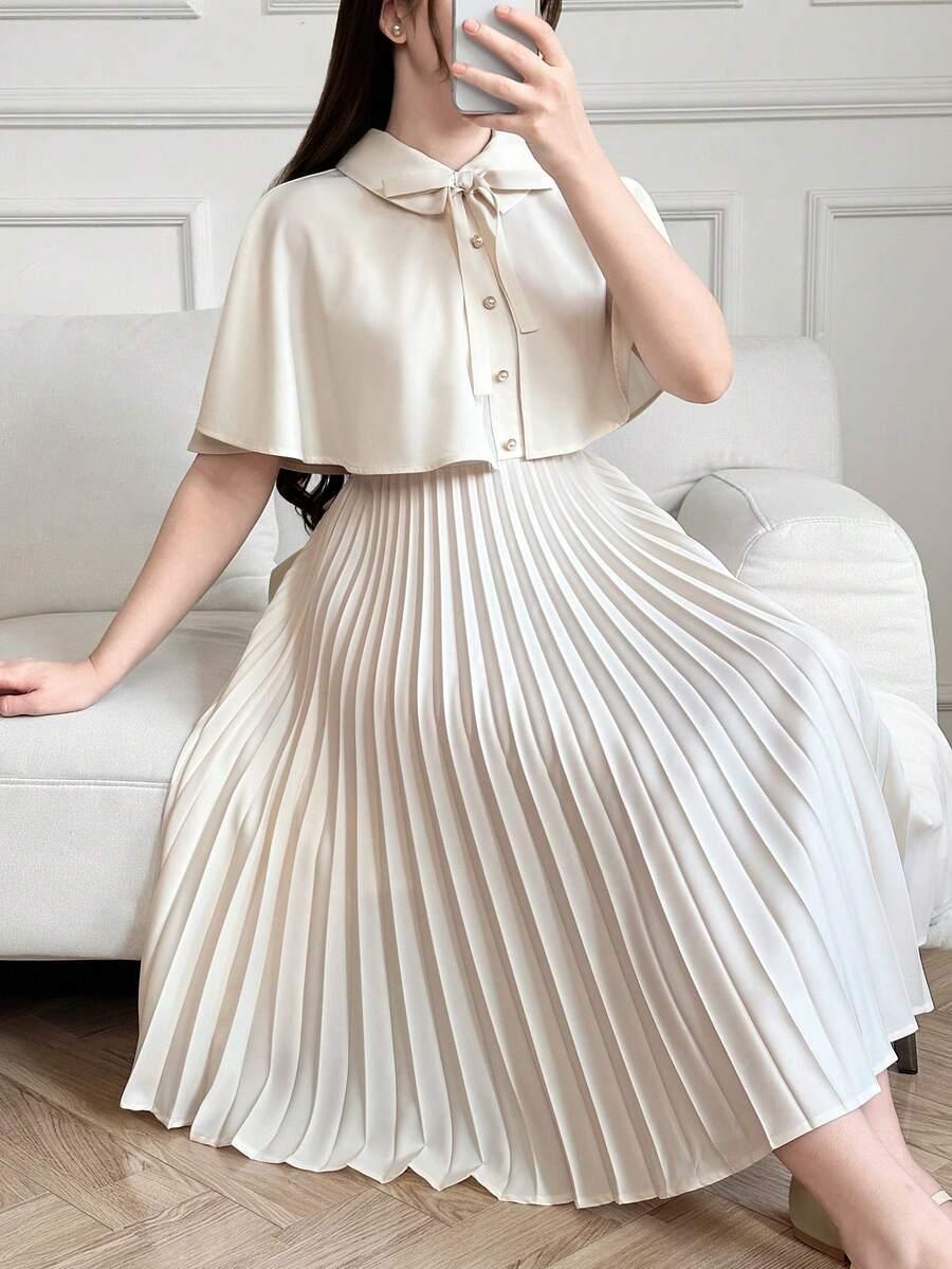 SHEIN BEŻOWA PLISOWANA MIDI SUKIENKA NARZUTKA KOMPLET S09__166/170