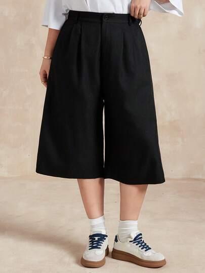 SHEIN CZARNE SPODENKI PROSTA NOGAWKA S06__50