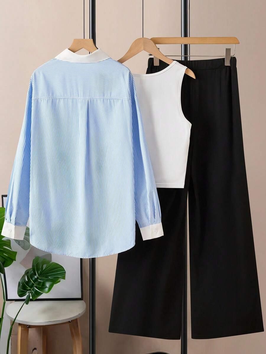 SHEIN KOMPLET SPODNIE TOP KOSZULA S06__152/158
