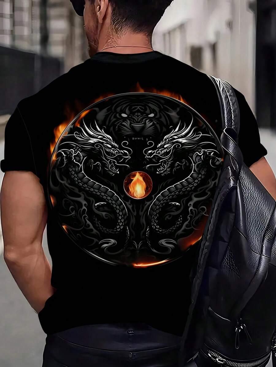 SHEIN CZARNY T-SHIRT NADRUK S06__3XL