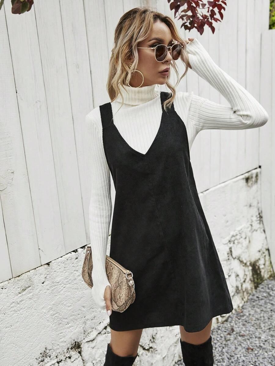 SHEIN CZARNA SUKIENKA NA SZEROKICH RAMIĄCZKACH S06__XL
