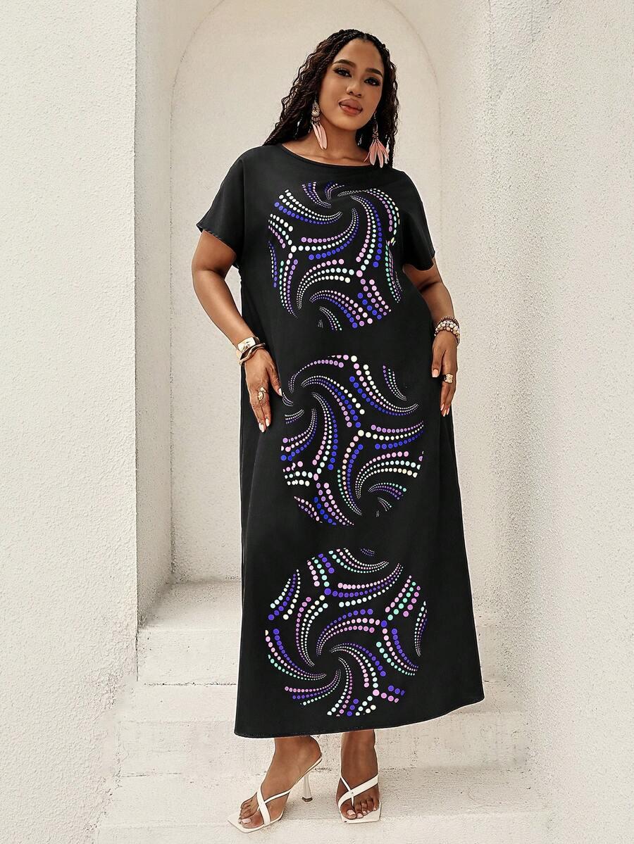 EMERY ROSE CZARNA SUKIENKA PRINT GROSZKI S06__48