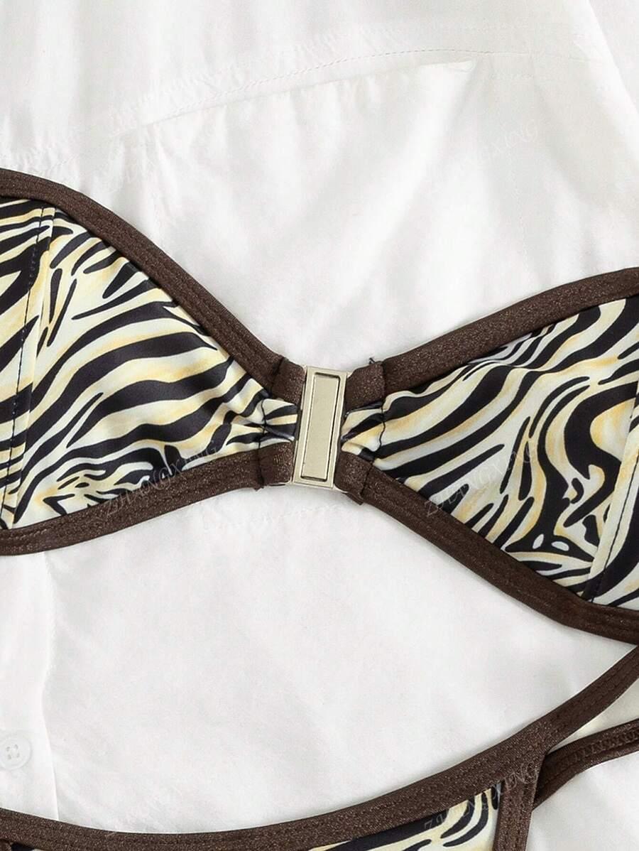 SHEIN DWUCZĘŚCIOWY STRÓJ KĄPIELOWY ANIMAL PRINT S09__S